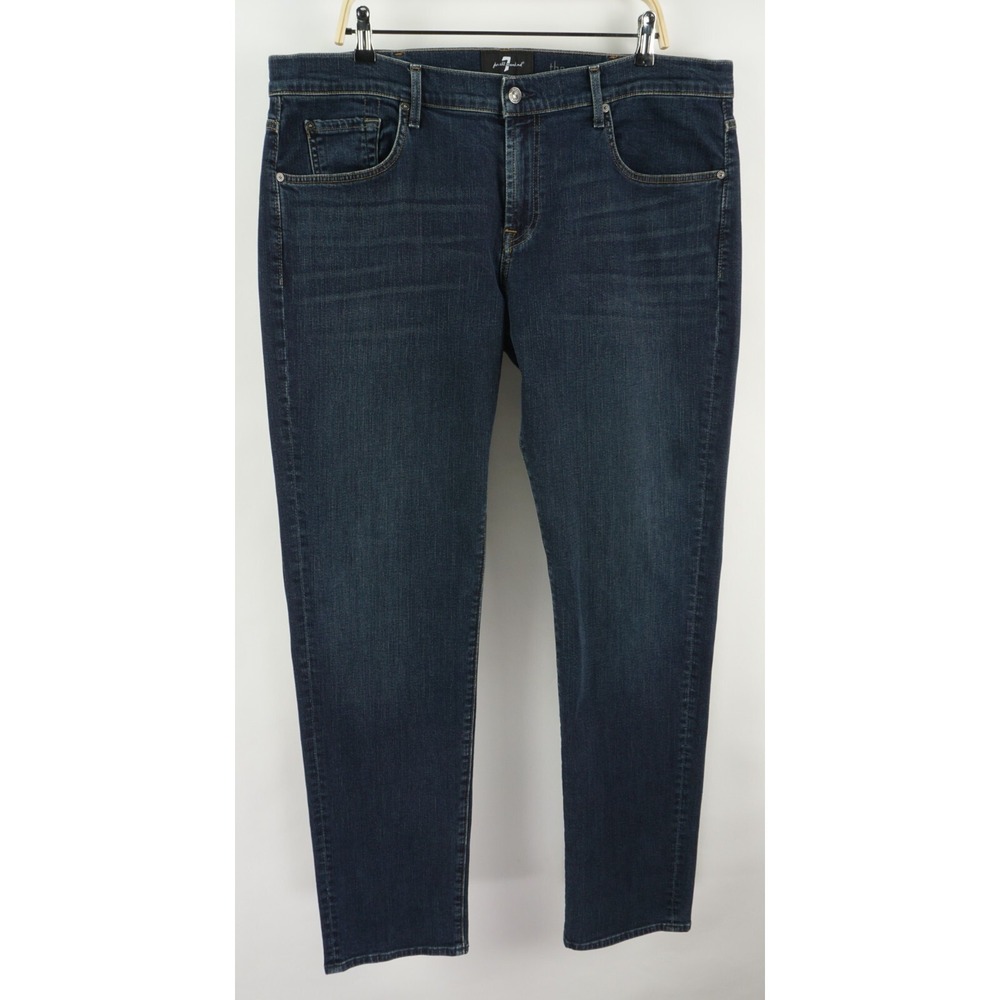 7 For All Mankind Luxe Performance Mens 40 x 34 Dark Blue Mid Straight Leg Jeans
